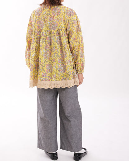 60S CAMBRICK WITH BLOCK PRINT PULLOVER 2308SJ-0303 /LILOU&LILY ﾘﾙｱﾝﾄﾞﾘﾘｰ