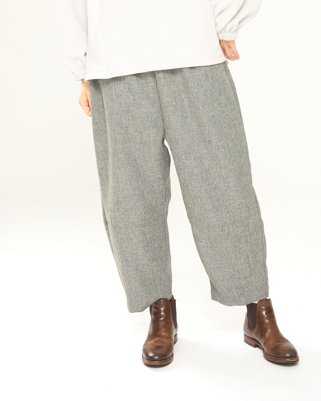 LILOU+LILY TUMUGITO melange pinhead RELAX PANTS 2403YJ-0711