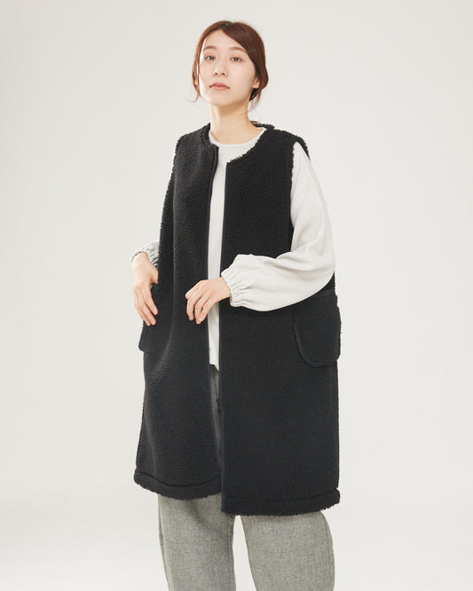 LILOU+LILY BOA FLEECE LONG VEST 2403YJ-0819