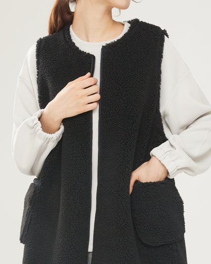 LILOU+LILY BOA FLEECE LONG VEST 2403YJ-0819