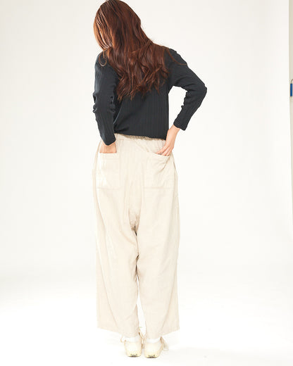 LILOU+LILY COTTON/WOOL garment dyed WIDE COCOON PANTS 2403YJ-0803