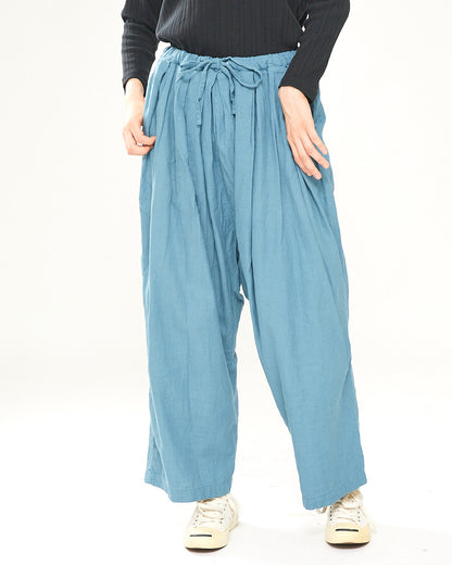 LILOU+LILY COTTON/WOOL garment dyed WIDE COCOON PANTS 2403YJ-0803