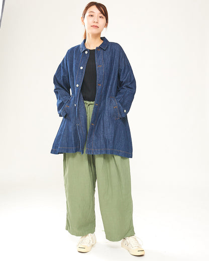 LILOU+LILY COTTON/WOOL garment dyed WIDE COCOON PANTS 2403YJ-0803