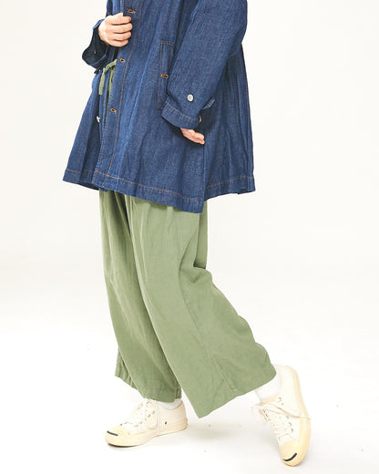 LILOU+LILY COTTON/WOOL garment dyed WIDE COCOON PANTS 2403YJ-0803