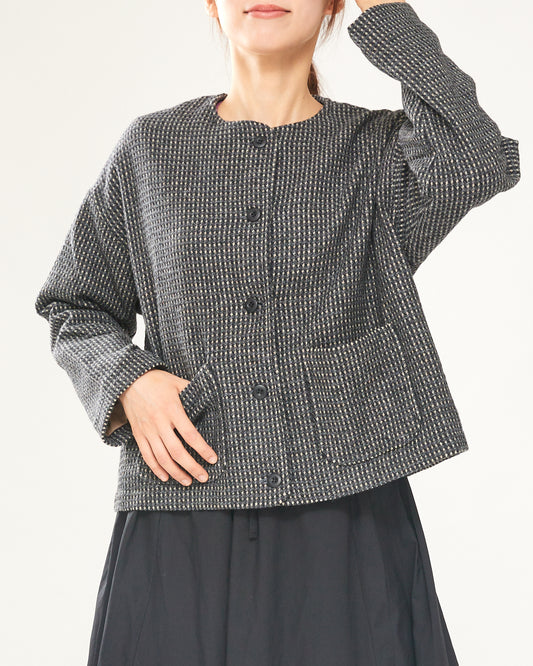 LILOU+LILY RECYCLE WOOL tweed pinhead JACKET 2403YJ-0809