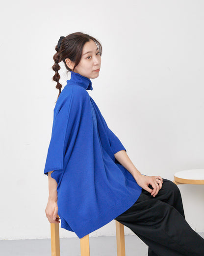 LILOU+LILY HIGHT GAUGE KNIT BOTTLE NECK CAPE 2503YO-0817-1