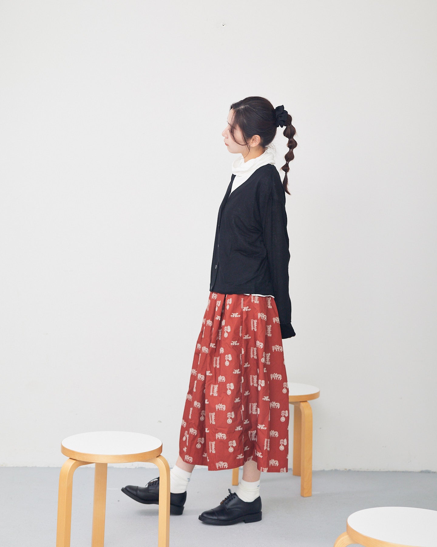LILOU+LILY 50TYPEWRITER EMBROIDERY SKIRT PM2503-2