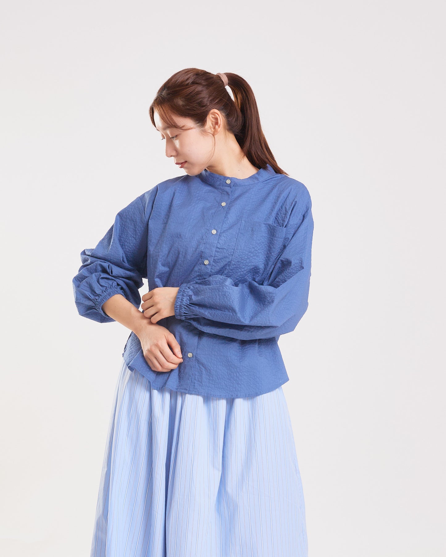 LILOU+LILY 60LAWN MIRACLE WAVE BACL FRILL SHIRTS 2409YJ-0101