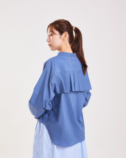 LILOU+LILY 60LAWN MIRACLE WAVE BACL FRILL SHIRTS 2409YJ-0101