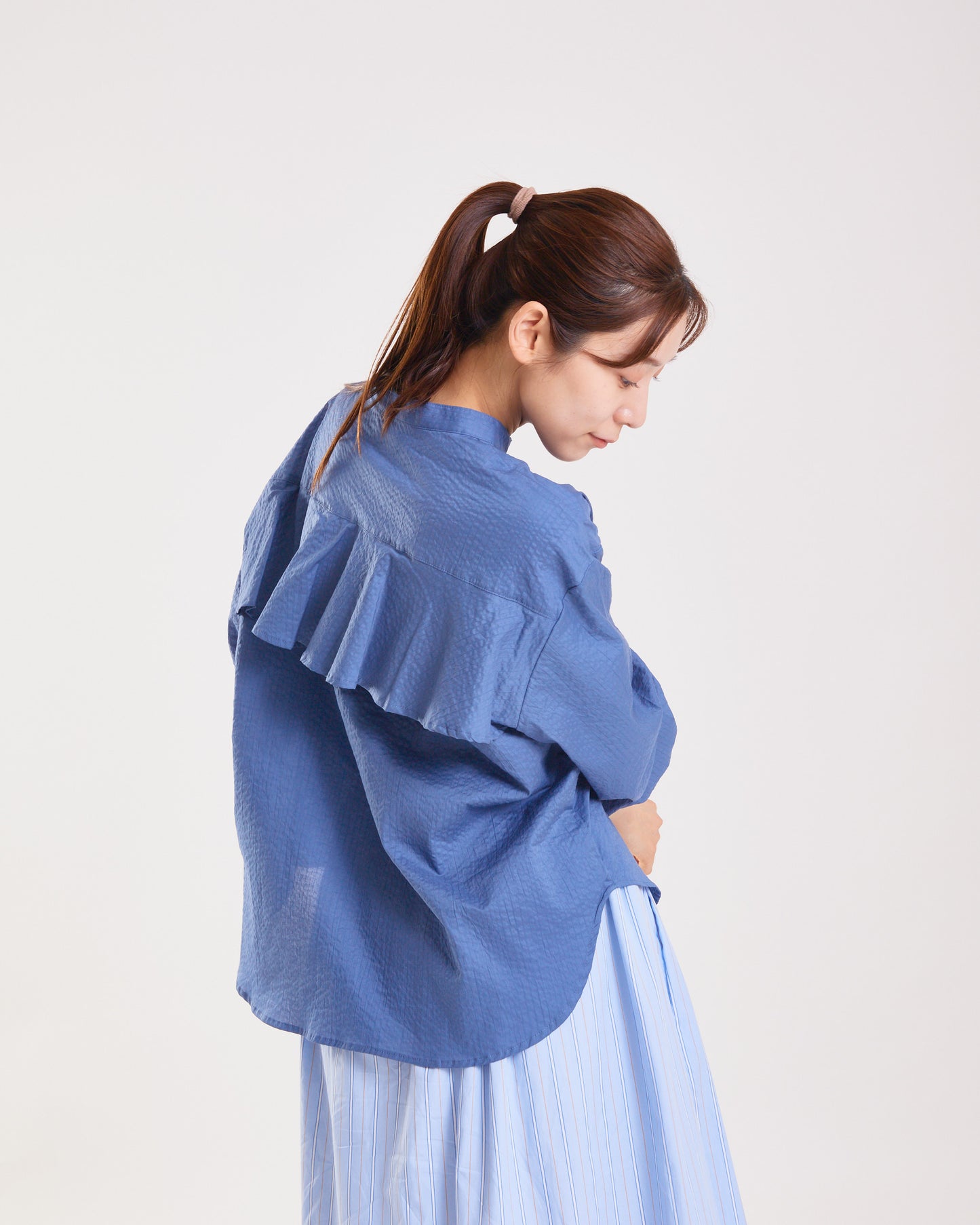 LILOU+LILY 60LAWN MIRACLE WAVE BACL FRILL SHIRTS 2409YJ-0101