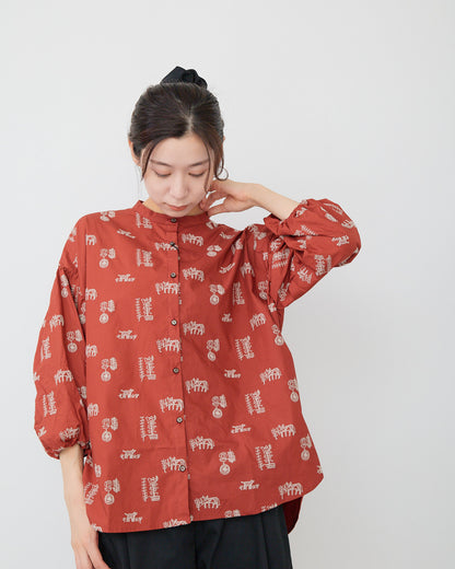 LILOU+LILY 50TYPEWRITER EMBROIDERY BLOUSE PM2503-1