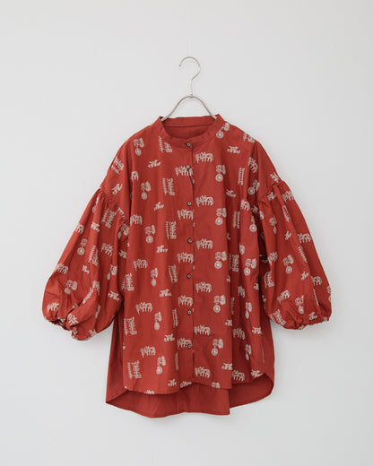 LILOU+LILY 50TYPEWRITER EMBROIDERY BLOUSE PM2503-1