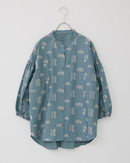 LILOU+LILY 50TYPEWRITER EMBROIDERY BLOUSE PM2503-1