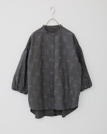 LILOU+LILY 50TYPEWRITER EMBROIDERY BLOUSE PM2503-1