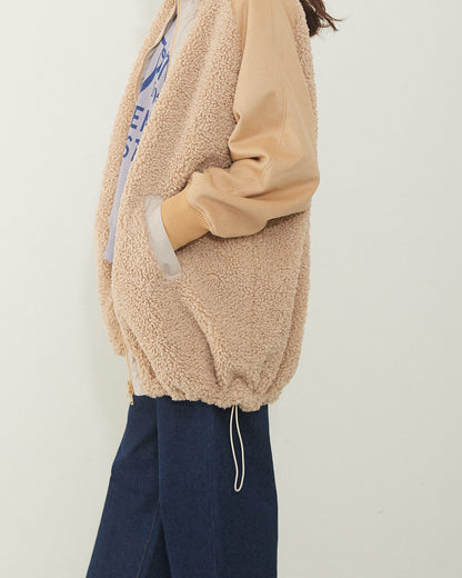 LILOU+LILY BOA/NYLON HALF COAT 2507YJ-1115