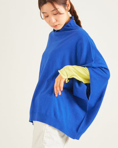 LILOU+LILY HIGHT GAUGE KNIT BOTTLE NECK CAPE 2403YO-0817-1