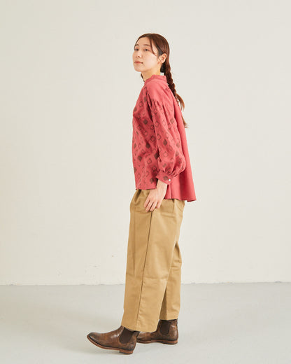 LILOU+LILY COTTON WOOL EMBROIDERY WIDE BLOUSES 2505YJ-1006