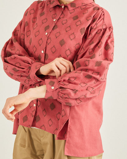 LILOU+LILY COTTON WOOL EMBROIDERY WIDE BLOUSES 2505YJ-1006