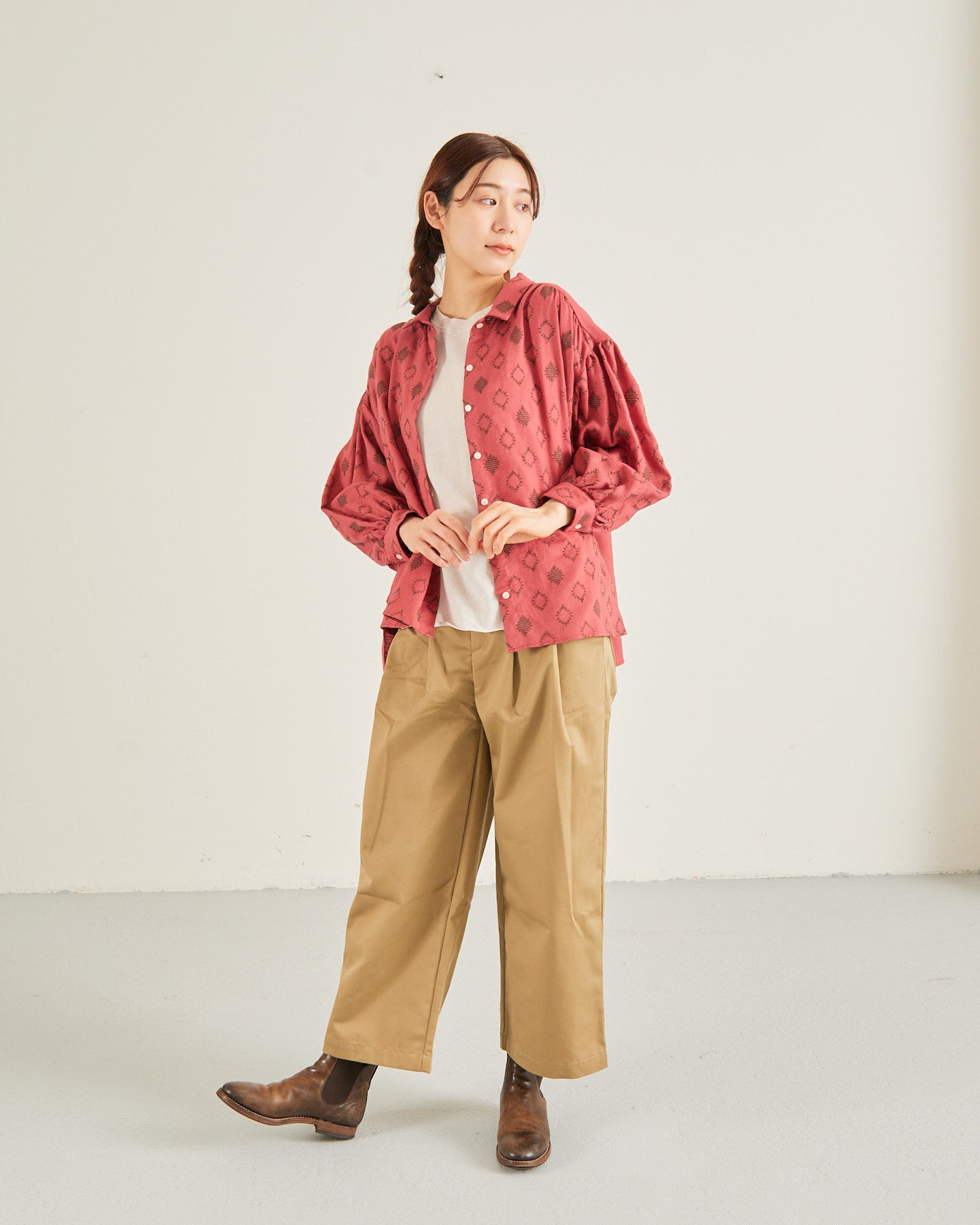 LILOU+LILY COTTON WOOL EMBROIDERY WIDE BLOUSES 2505YJ-1006