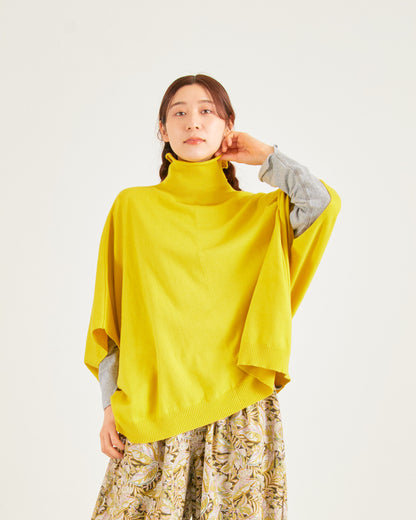 LILOU+LILY HIGHT GAUGE KNIT BOTTLE NECK CAPE 2403YO-0817-1