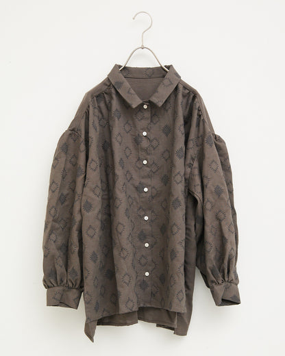 LILOU+LILY COTTON WOOL EMBROIDERY WIDE BLOUSES 2505YJ-1006