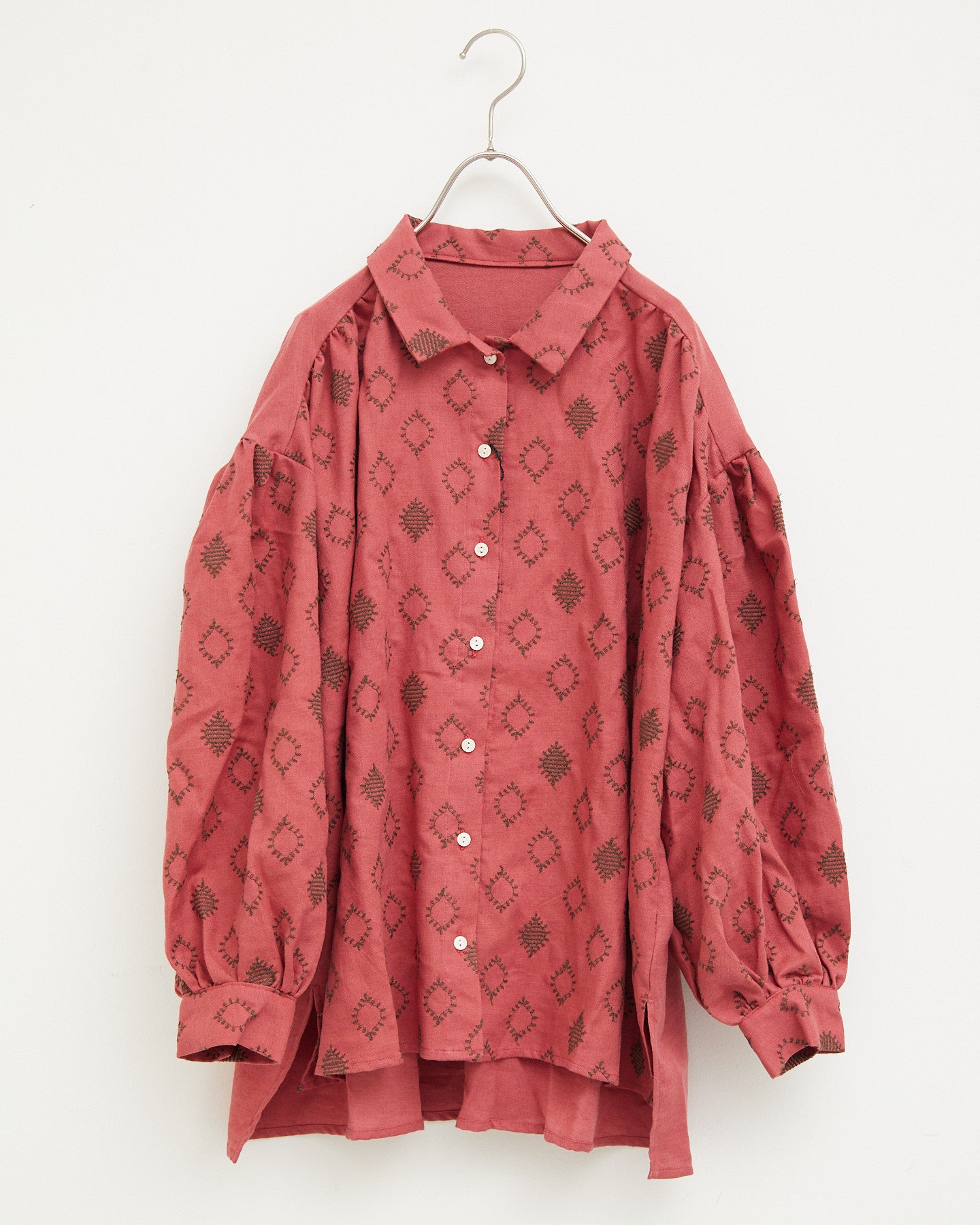 LILOU+LILY COTTON WOOL EMBROIDERY WIDE BLOUSES 2505YJ-1006