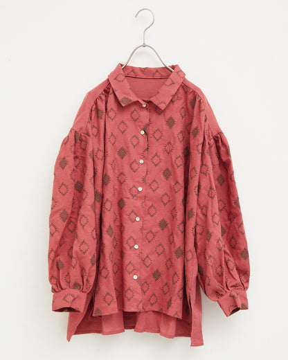 LILOU+LILY COTTON WOOL EMBROIDERY WIDE BLOUSES 2505YJ-1006