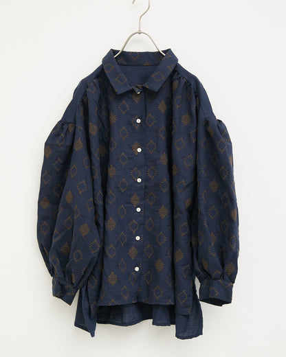 LILOU+LILY COTTON WOOL EMBROIDERY WIDE BLOUSES 2505YJ-1006