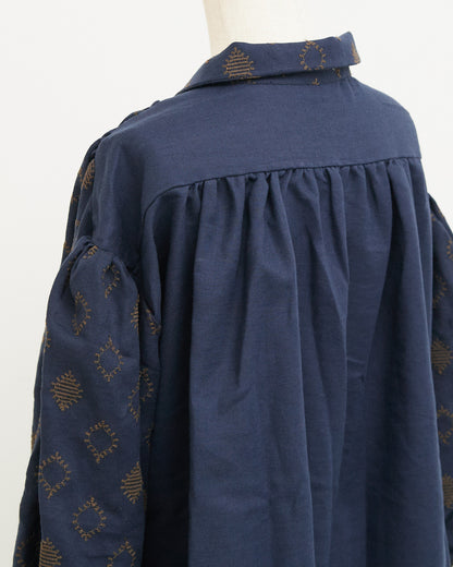 LILOU+LILY COTTON WOOL EMBROIDERY WIDE BLOUSES 2505YJ-1006