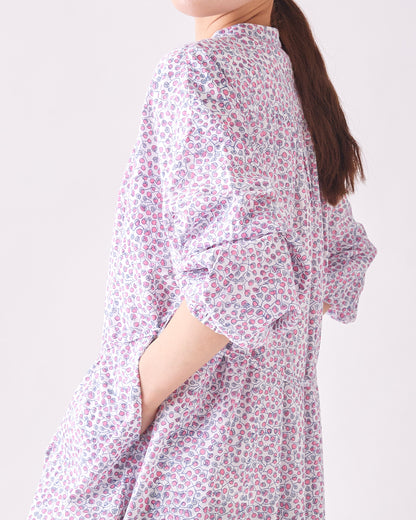 BLOCK PRINT GATHER ONE-PIECE DRESS 2409SJ-0304 / LILOU&LILY ﾘﾙｱﾝﾄﾞﾘﾘｰ