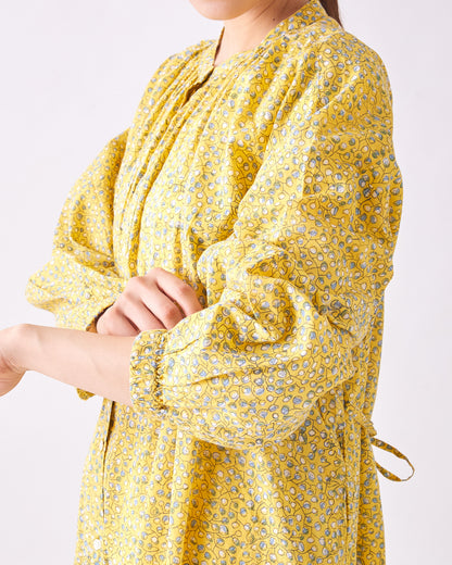 BLOCK PRINT GATHER ONE-PIECE DRESS 2409SJ-0304 / LILOU&LILY ﾘﾙｱﾝﾄﾞﾘﾘｰ