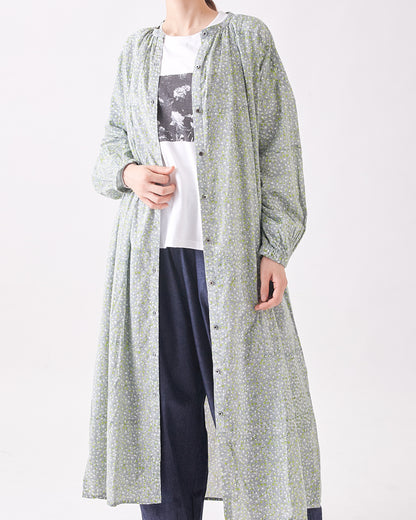 BLOCK PRINT GATHER ONE-PIECE DRESS 2409SJ-0304 / LILOU&LILY ﾘﾙｱﾝﾄﾞﾘﾘｰ