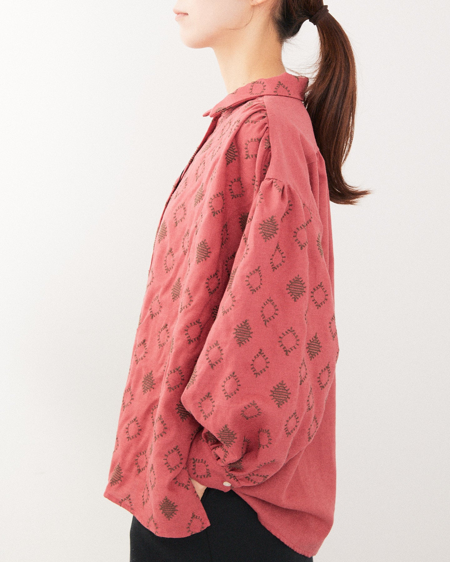 LILOU+LILY COTTON WOOL EMBROIDERY WIDE BLOUSES 2505YJ-1006