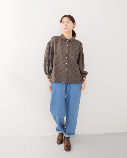 LILOU+LILY COTTON WOOL EMBROIDERY WIDE BLOUSES 2505YJ-1006