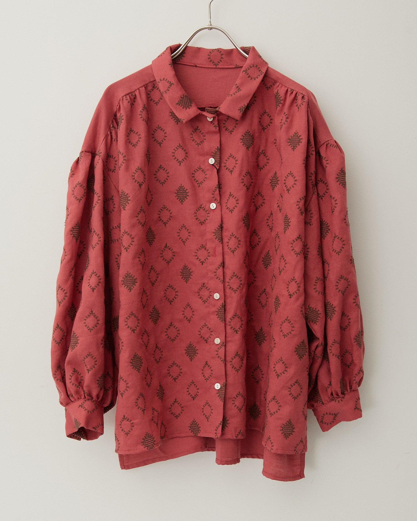 LILOU+LILY COTTON WOOL EMBROIDERY WIDE BLOUSES 2505YJ-1006