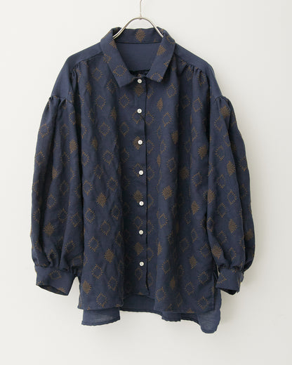 LILOU+LILY COTTON WOOL EMBROIDERY WIDE BLOUSES 2505YJ-1006