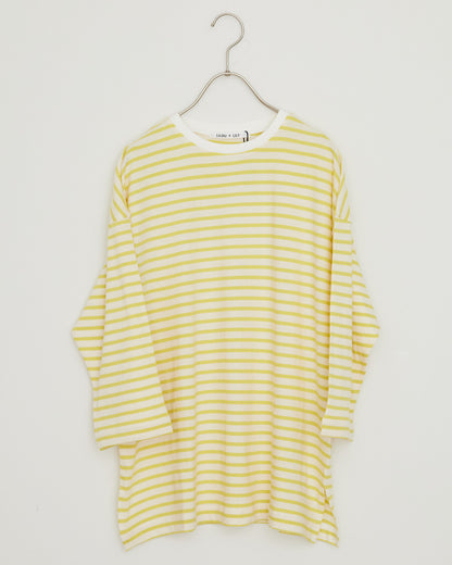LILOU+LILY 30/1BORDER 6TH SLEEVE TEE 2501TS-0519