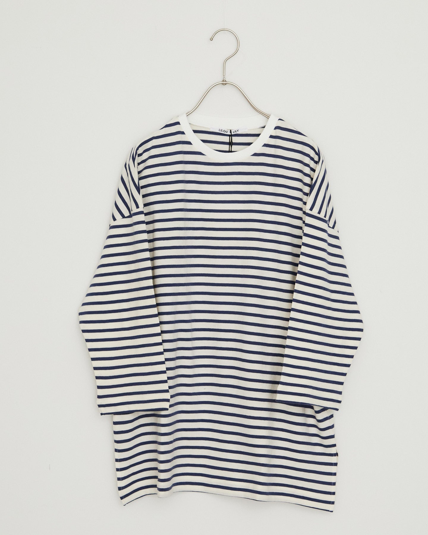 LILOU+LILY 30/1BORDER 6TH SLEEVE TEE 2501TS-0519