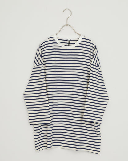 LILOU+LILY 30/1BORDER 6TH SLEEVE TEE 2501TS-0519
