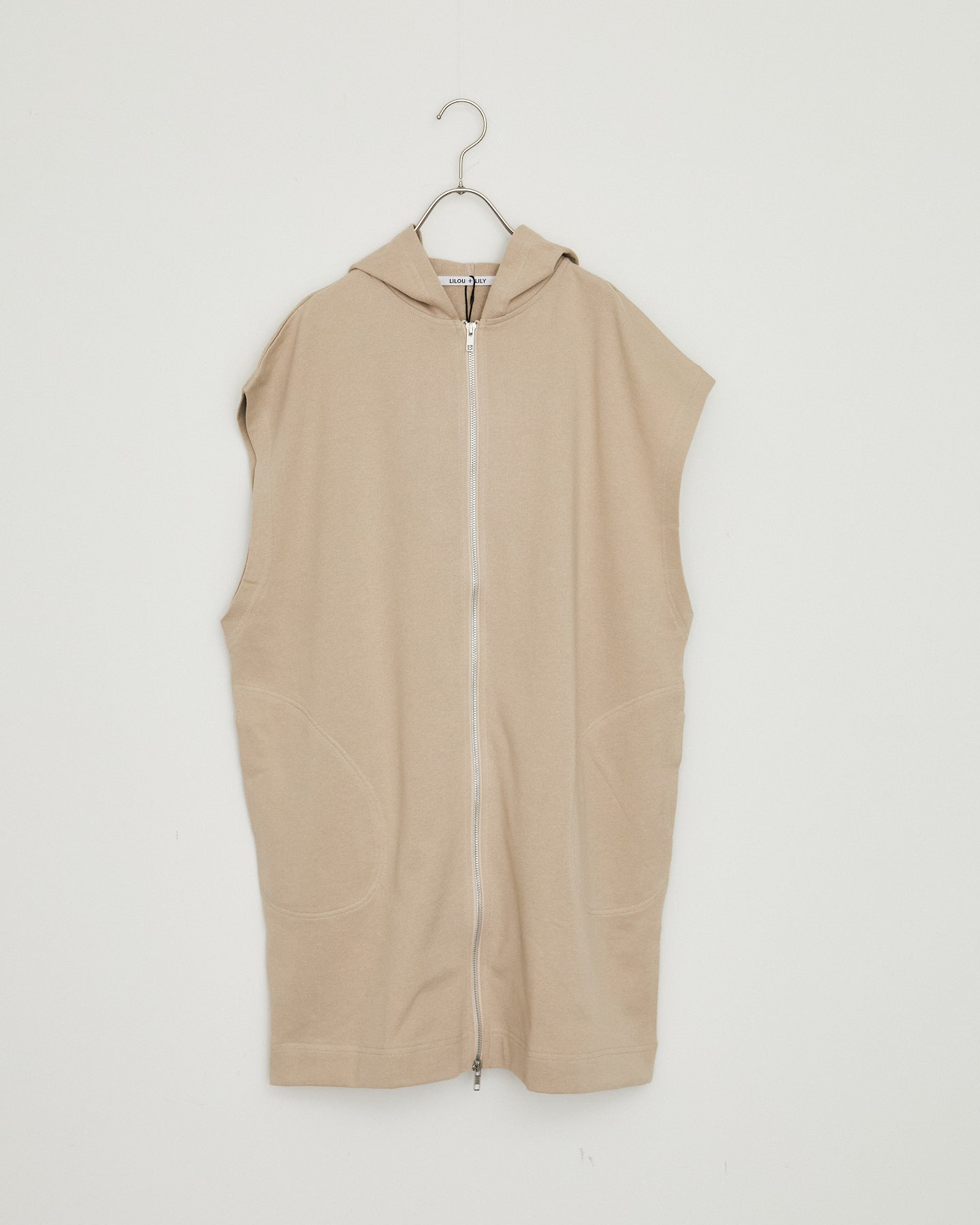 LILOU+LILY 40/20 MINI SWEAT HOODED LONG VEST 2501TS-0522