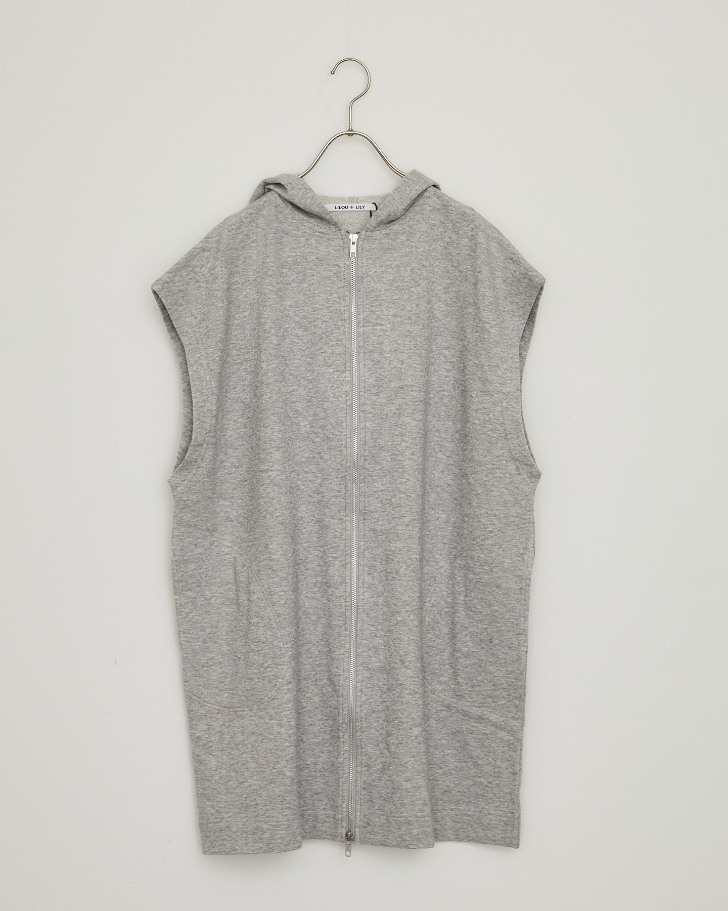 LILOU+LILY 40/20 MINI SWEAT HOODED LONG VEST 2501TS-0522