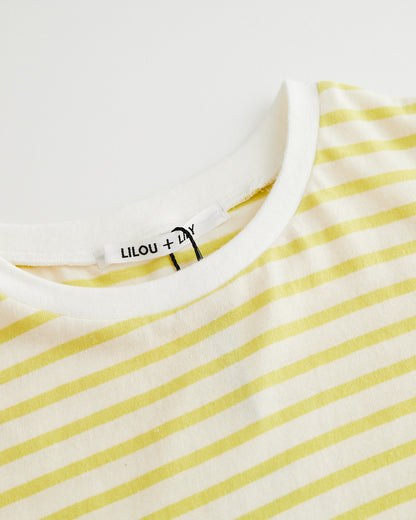 LILOU+LILY 30/1BORDER 6TH SLEEVE TEE 2501TS-0519