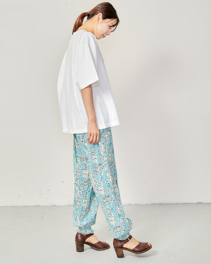 80s Voile Hand-printing Tiger  SMOCKING PANTS 2601GH-0505/ LILOU&LILY ﾘﾙｱﾝﾄﾞﾘﾘｰ