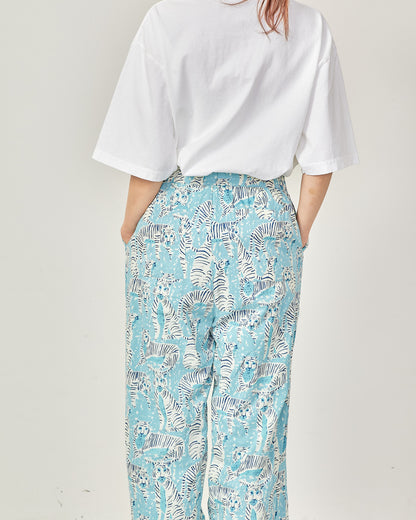 80s Voile Hand-printing Tiger  SMOCKING PANTS 2601GH-0505/ LILOU&LILY ﾘﾙｱﾝﾄﾞﾘﾘｰ