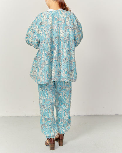 80's Voile Hand printing Tiger SMOCKING SHIRTS 2601GH-0503 / LILOU&LILY ﾘﾙｱﾝﾄﾞﾘﾘｰ