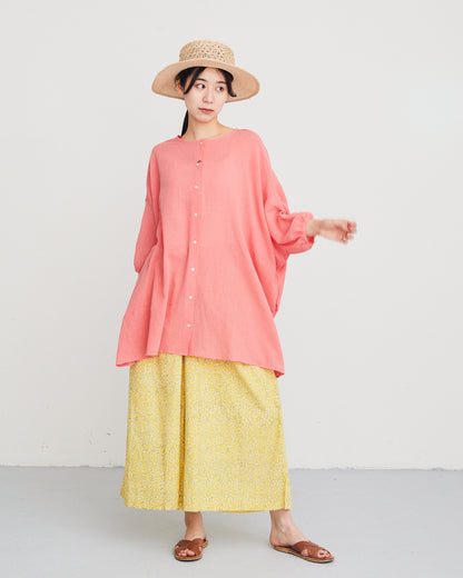LILOU+LILY 30COTTON WAVY VOILE NO COLLER 2WAY TUNIC 2501FP-0404