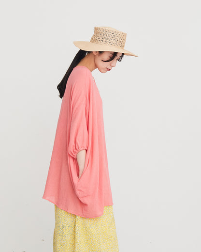 LILOU+LILY 30COTTON WAVY VOILE NO COLLER 2WAY TUNIC 2501FP-0404