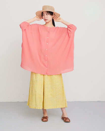 LILOU+LILY 30COTTON WAVY VOILE NO COLLER 2WAY TUNIC 2501FP-0404