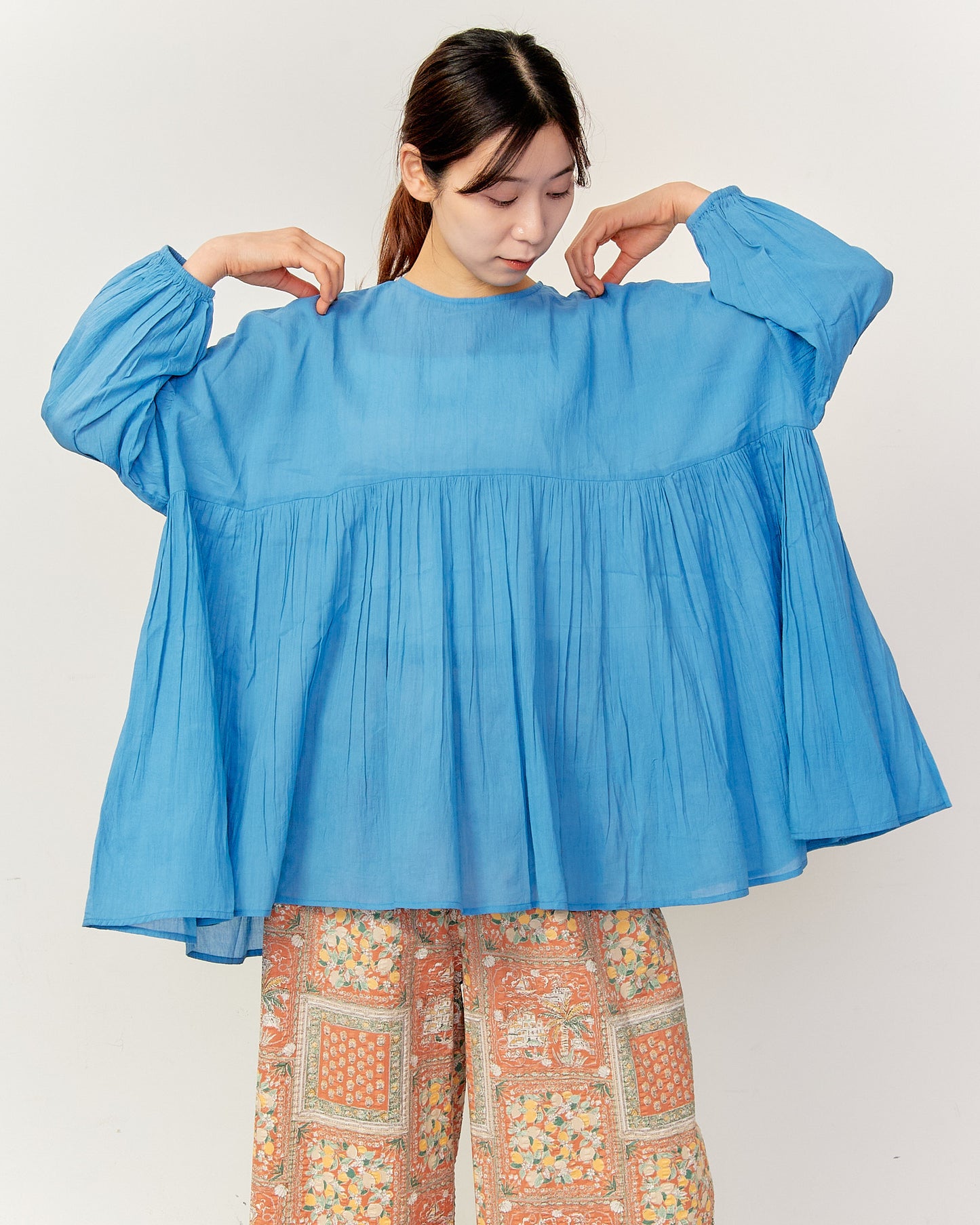 80's Voile WIDE BLOUSES 2601GH-0501 / LILOU&LILY ﾘﾙｱﾝﾄﾞﾘﾘｰ