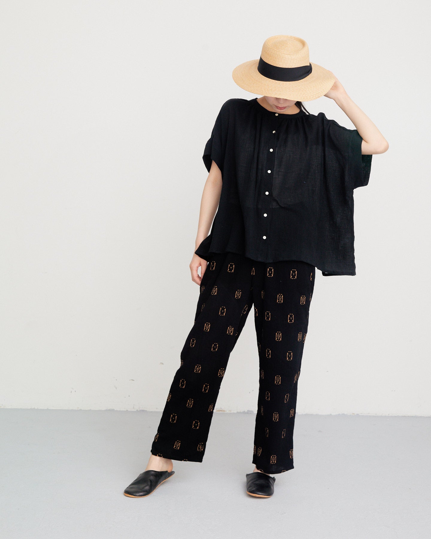 LILOU+LILY 30COTTON WAVY VOILE WIDE GATHER BLOUSES 2501FP-0403